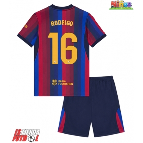 Barcelona Rodri Hernandez #16 Primera Equipación Niños 2026-27 Manga Corta (+ Pantalones cortos)